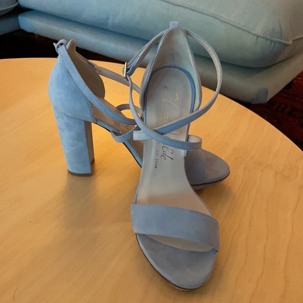 Arabella Block Wedding Shoes - Blue